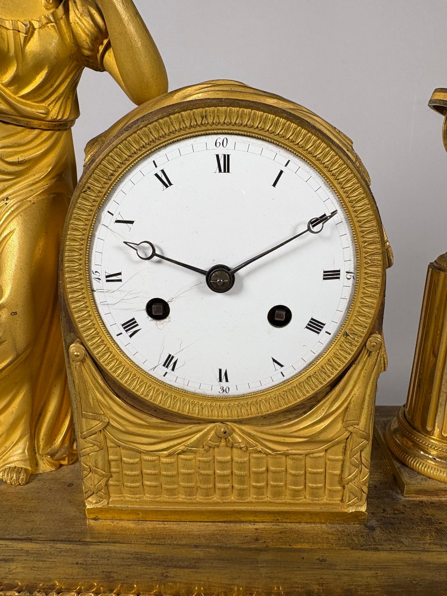 Pendule d'époque Empire Allegorie du savoir XIXeme Siecle-photo-1
