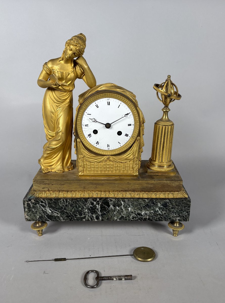 Pendule d'époque Empire Allegorie du savoir XIXeme Siecle-photo-2