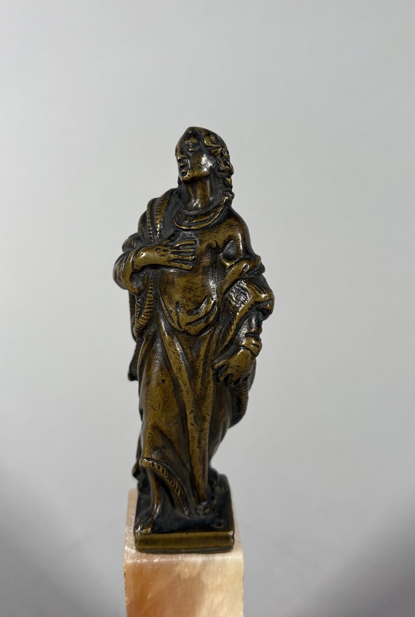 Sculpture, Saint Jean-Baptiste, XVIeme siecle - 23 cm - Bronze-photo-3