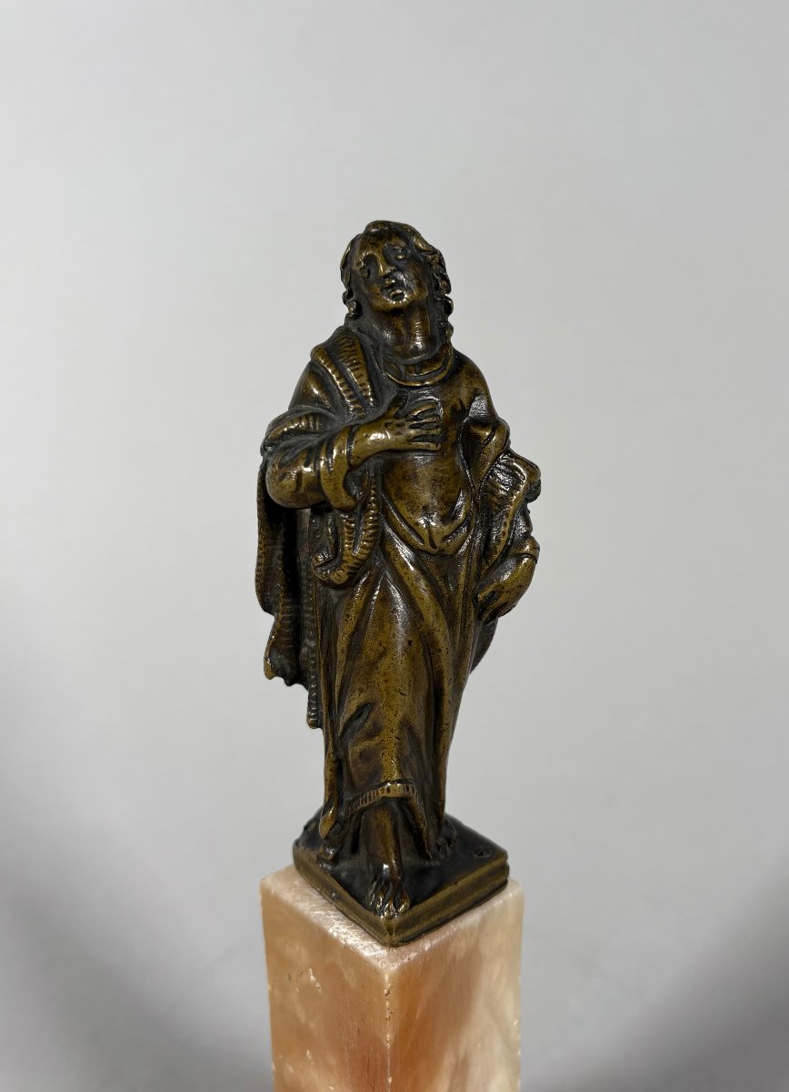 Sculpture, Saint Jean-Baptiste, XVIeme siecle - 23 cm - Bronze-photo-3