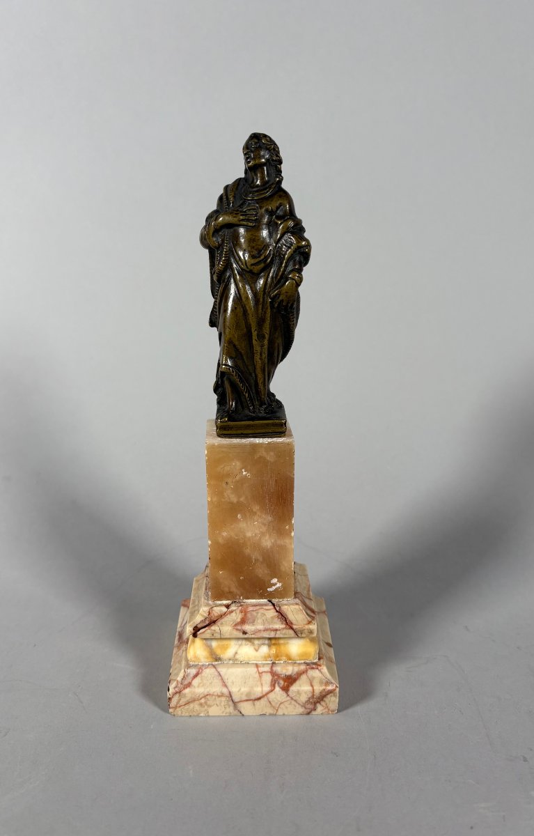 Sculpture, Saint Jean-Baptiste, XVIeme siecle - 23 cm - Bronze-photo-4