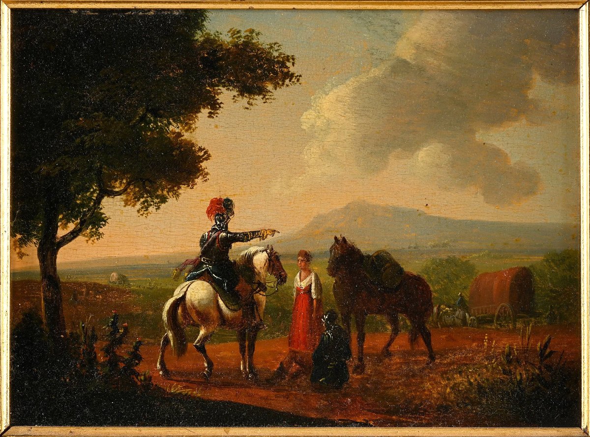 18th-century Flemish School: The Scout On Horseback; Oil On Panel -photo-3