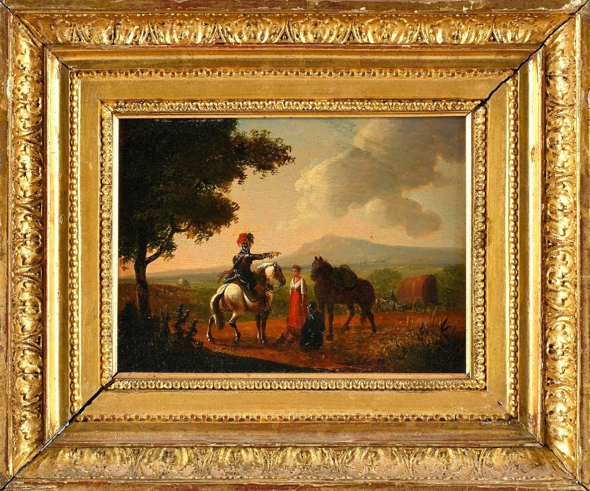 18th-century Flemish School: The Scout On Horseback; Oil On Panel 