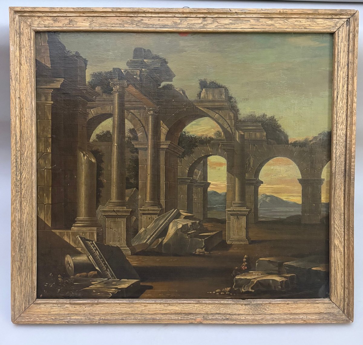 18th-century Italian School: Ancient Ruins In A Landscape, Oil On Canvas