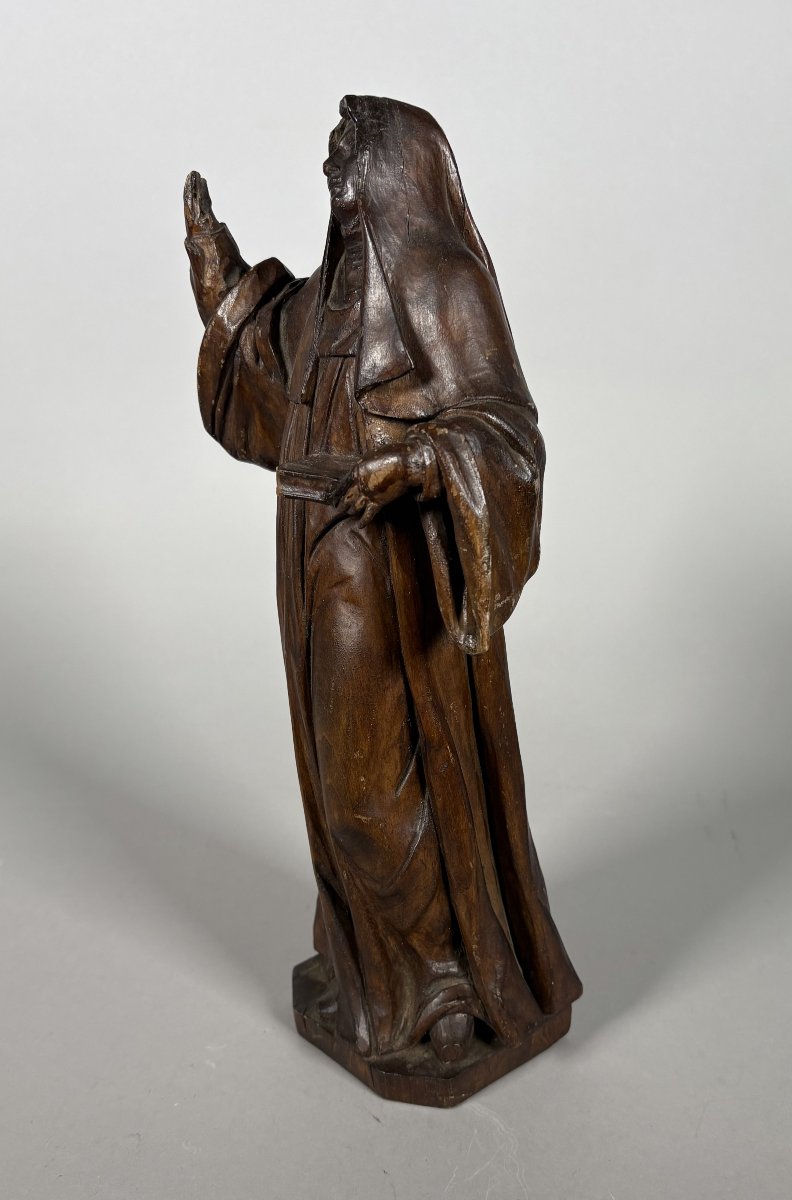 Sculpture, Sainte Anne ou Sainte Brigitte, XVIIème siècle - 46 cm - Bois-photo-2