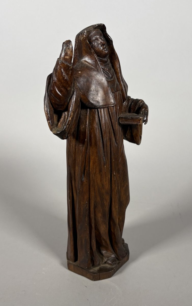 Sculpture, Sainte Anne ou Sainte Brigitte, XVIIème siècle - 46 cm - Bois-photo-1