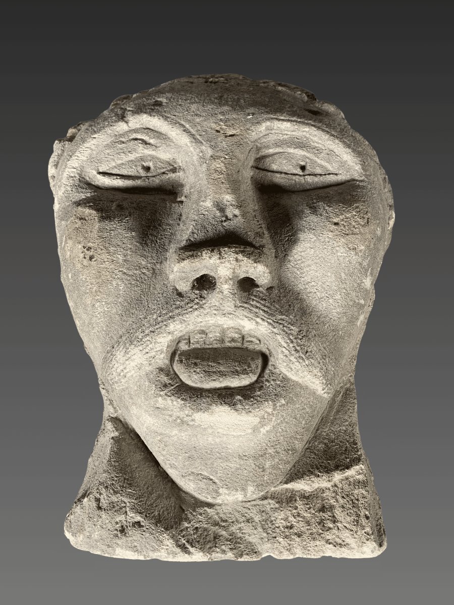 Gallic Sculpture: Celtic Votive Head In Limestone, 2nd–1st Century Bc, Archaeology-photo-2