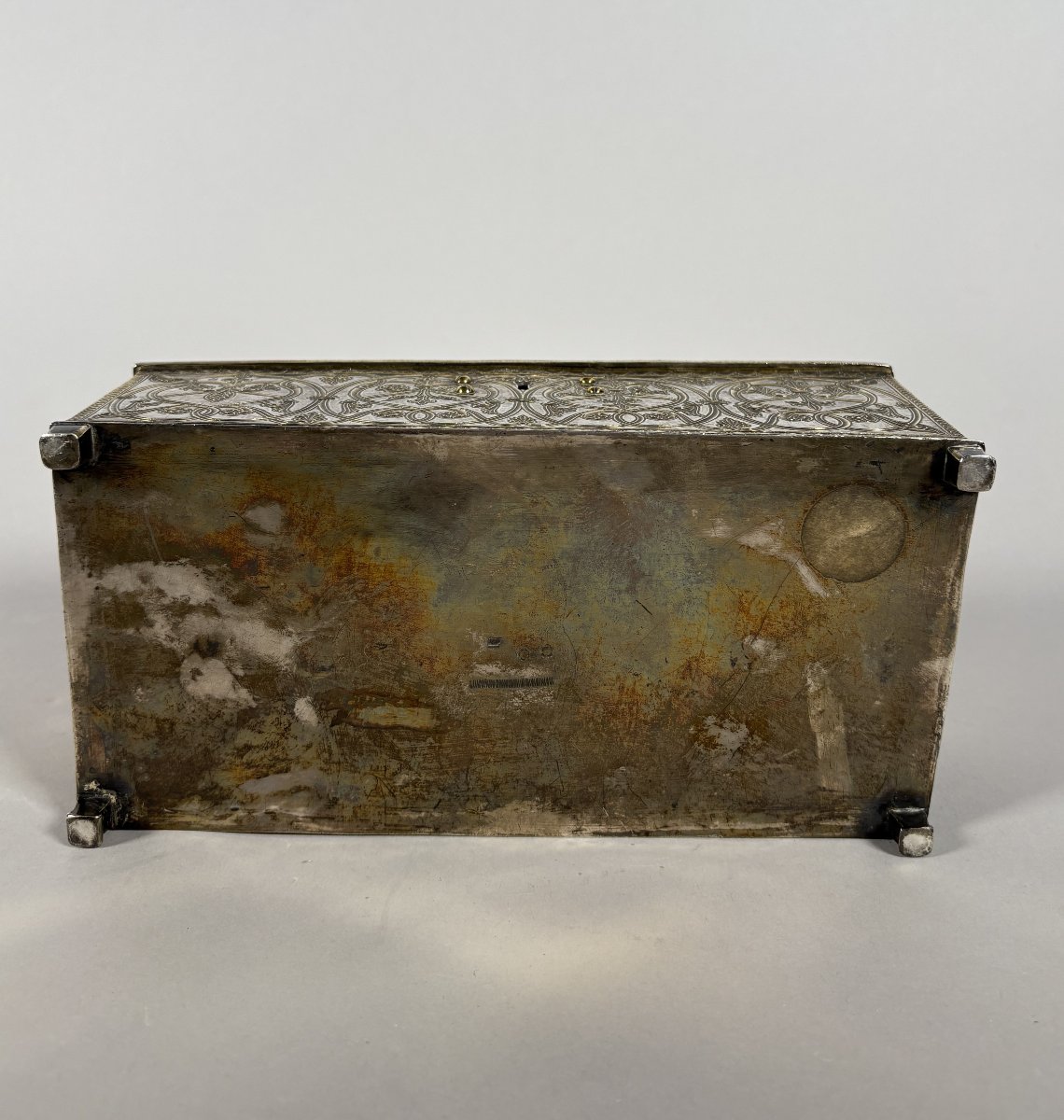 950 Sterling Silver Box In The Neo-gothic Renaissance Style, 19th Century-photo-2