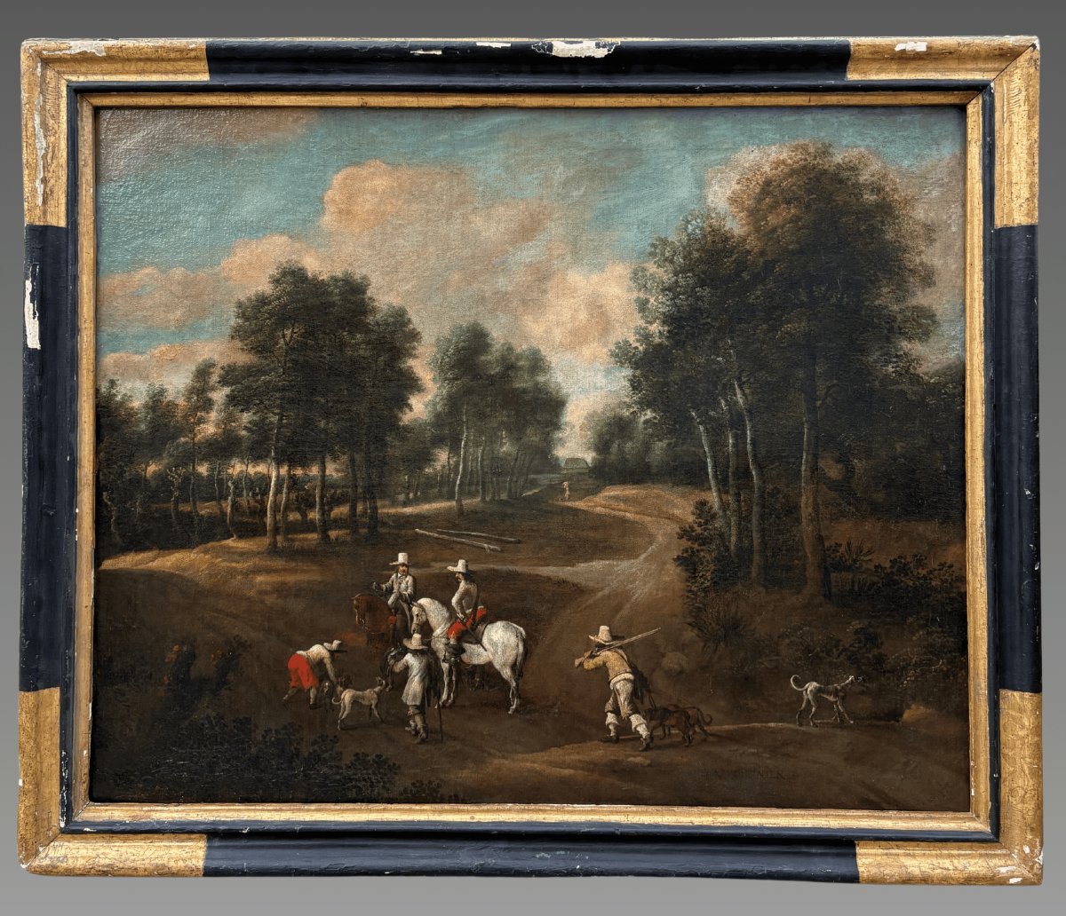 17th-century Flemish School  Hunting Scene Oil On Canvas, Circa 1650 