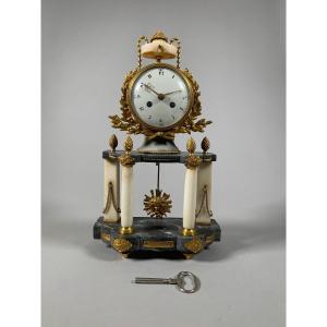 Louis XVI Period Portico Clock With Columns Marble