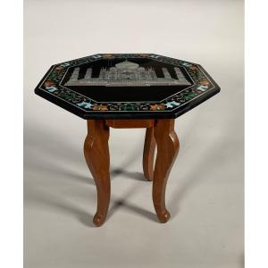 19th Century "pietra Dura" Marble Marquetry Table, Taj Mahal 