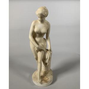 Sculpture En Marbre Blanc Diane Au Bain d'Après Falconet (1716-1791) XIXeme Siecle