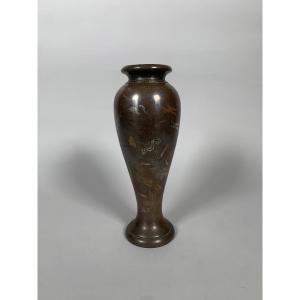 Vase en bronze niellé Travail Chinois ou Vietnamien fin du XIXeme