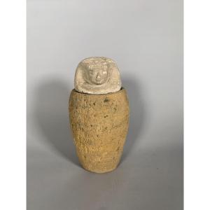 Vase Canope egypte antique Dieu Amset Basse Epoque (711-332 av. J.C.) archéologie