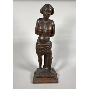 Le martyre de Saint Sébastien en bois sculpté XVeme siecle sculpture haute epoque