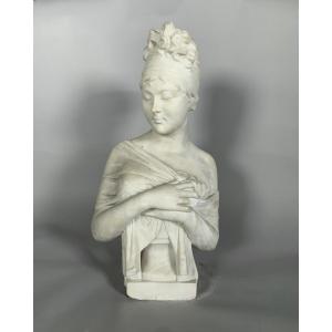 Sculpture, Buste de madame de Recamier d'apres Joseph Chinard (1756 - 1813) - 56 cm - Marbre