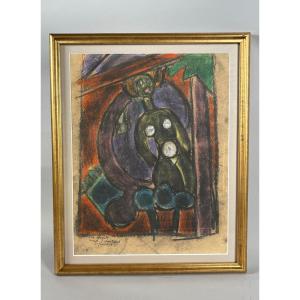 Karel Appel (1921-2006) Pastel Drawing  