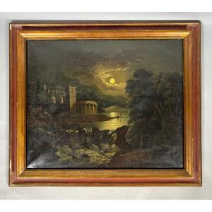 Italian School, 18th Century. Moonlight Landscape.