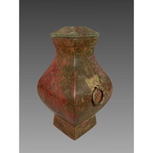 Vase en terre cuite polychrome HU dynastie HAN antérieur (206 BC- 220 AC) antique chine