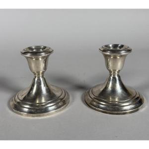 Paire de bougeoirs en argent 925 Americain