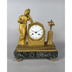 Empire-period Clock, "allegory Of Knowledge," 19th Century