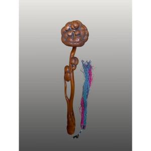 China, 19th Century; Wooden Ruyi Scepter Shaped Like A Lingzhi Mushroom