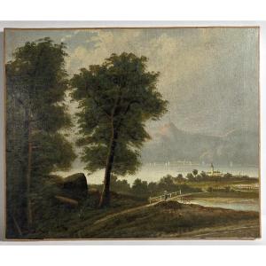 French School (19th Century) - Landscape On The Shores Of Lake Geneva