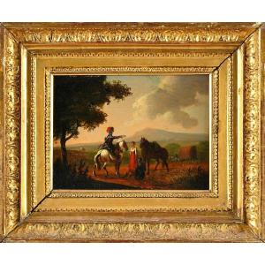 18th-century Flemish School: The Scout On Horseback; Oil On Panel