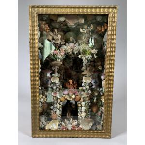 18th-century Glass-covered Nativity Diorama Known As "paradise" Composition