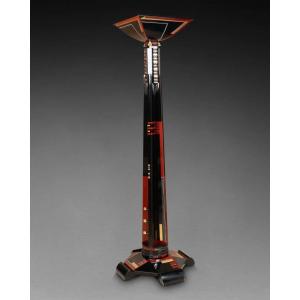 Jean GOULDEN (1878-1946) Lampadaire Art Déco En Laque Géométrique XXeme Siecle