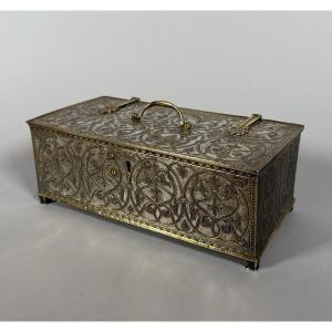 Coffret en argent massif 950 de style néogothique Renaissance XIXe siècle