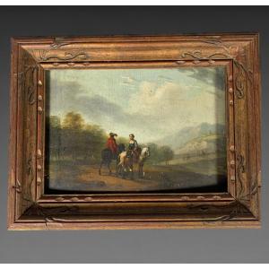 Philips Wouwerman (1619-1668) Le cavalier éclaireur a la rencontre d'un paysan.