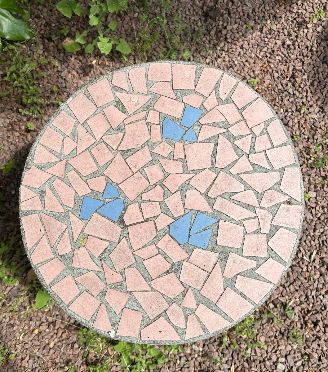 1950s Concrete And Mosaic Table With 6 Seats  -photo-1