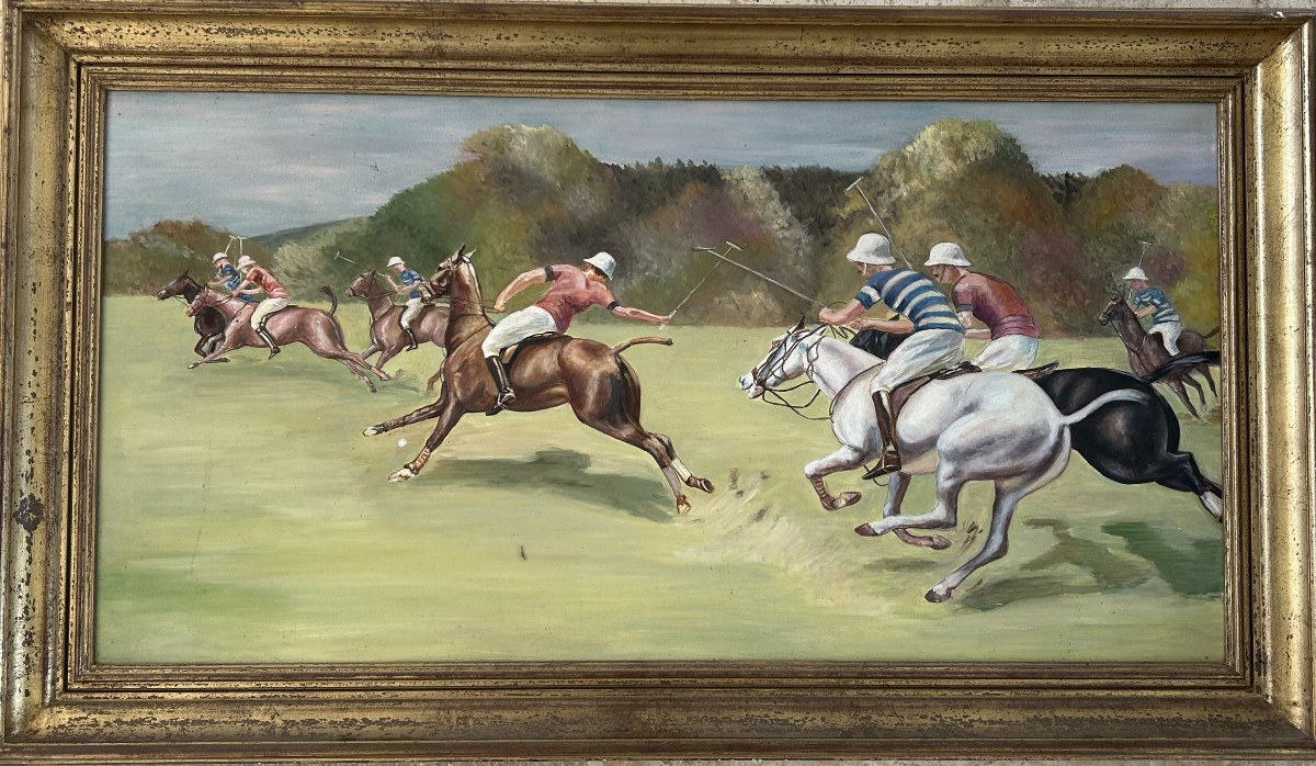 Polo Match Oil On Canvas -photo-2