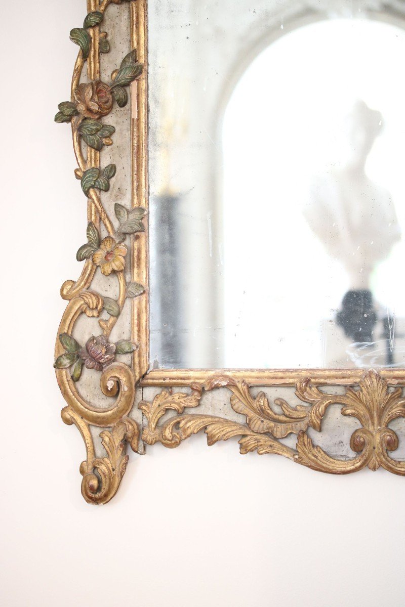 Mirror In Golden Wood Rechampi Green-photo-2