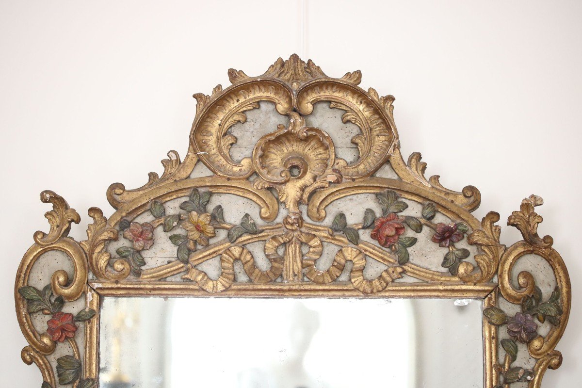 Mirror In Golden Wood Rechampi Green-photo-3