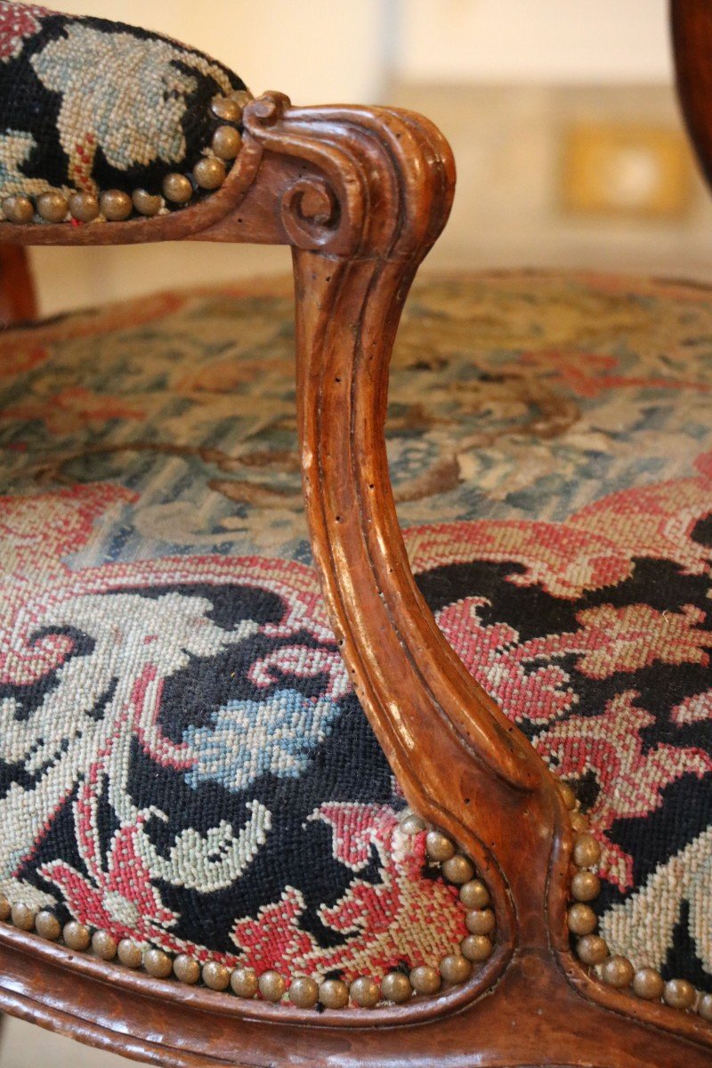 Set Of Six Queen Armchairs In Walnut Stamped Nadal The Elder-photo-5