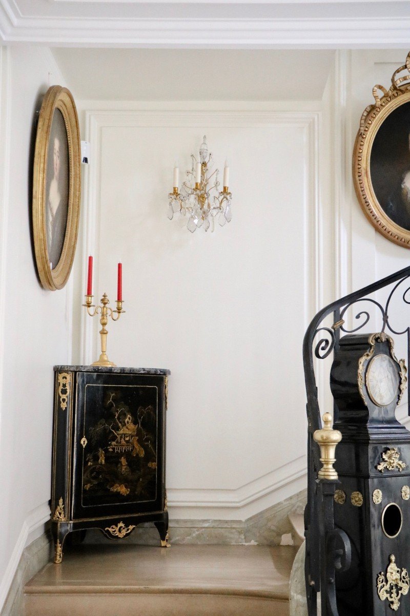Pair Of Sconces With Three Arms Of Lights In Crystal And Gilt Bronze-photo-1