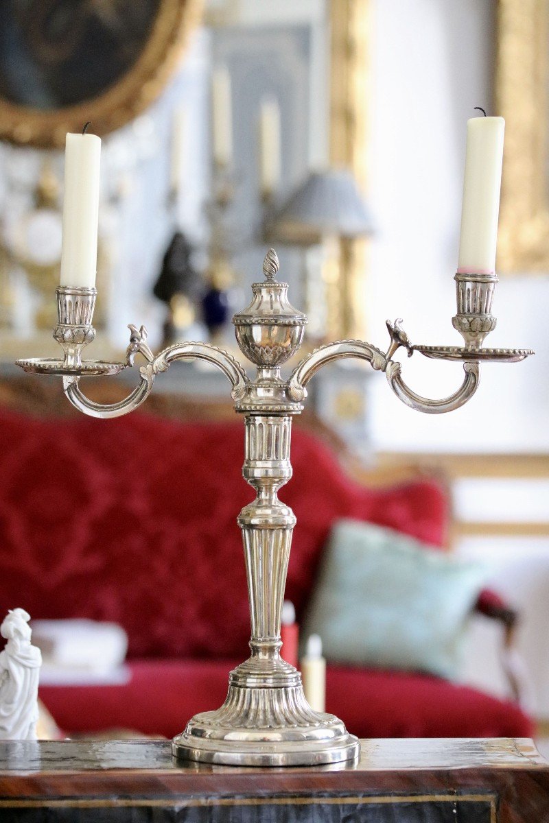 Pair Of Plated Metal Candelabra-photo-2