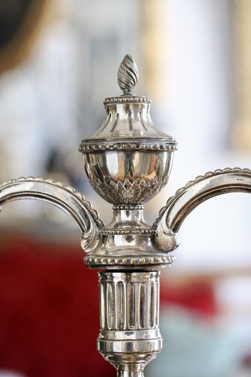 Pair Of Plated Metal Candelabra-photo-3