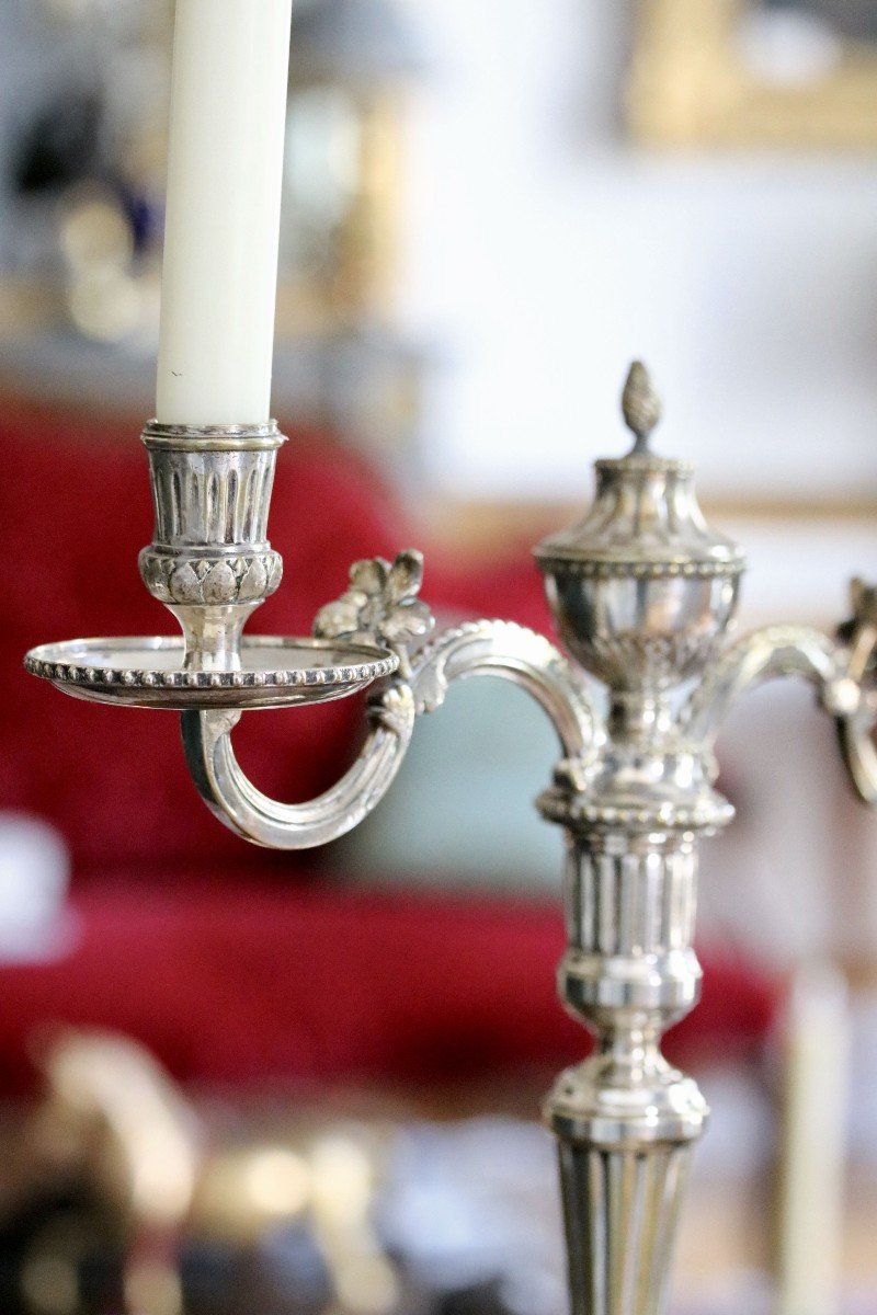 Pair Of Plated Metal Candelabra-photo-4