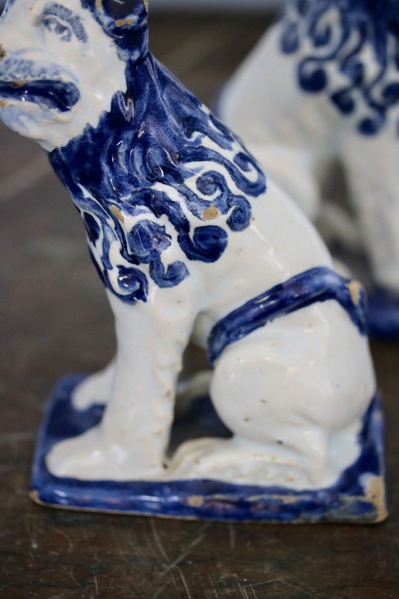 Pair Of Lions In Earthenware From Lille-photo-3