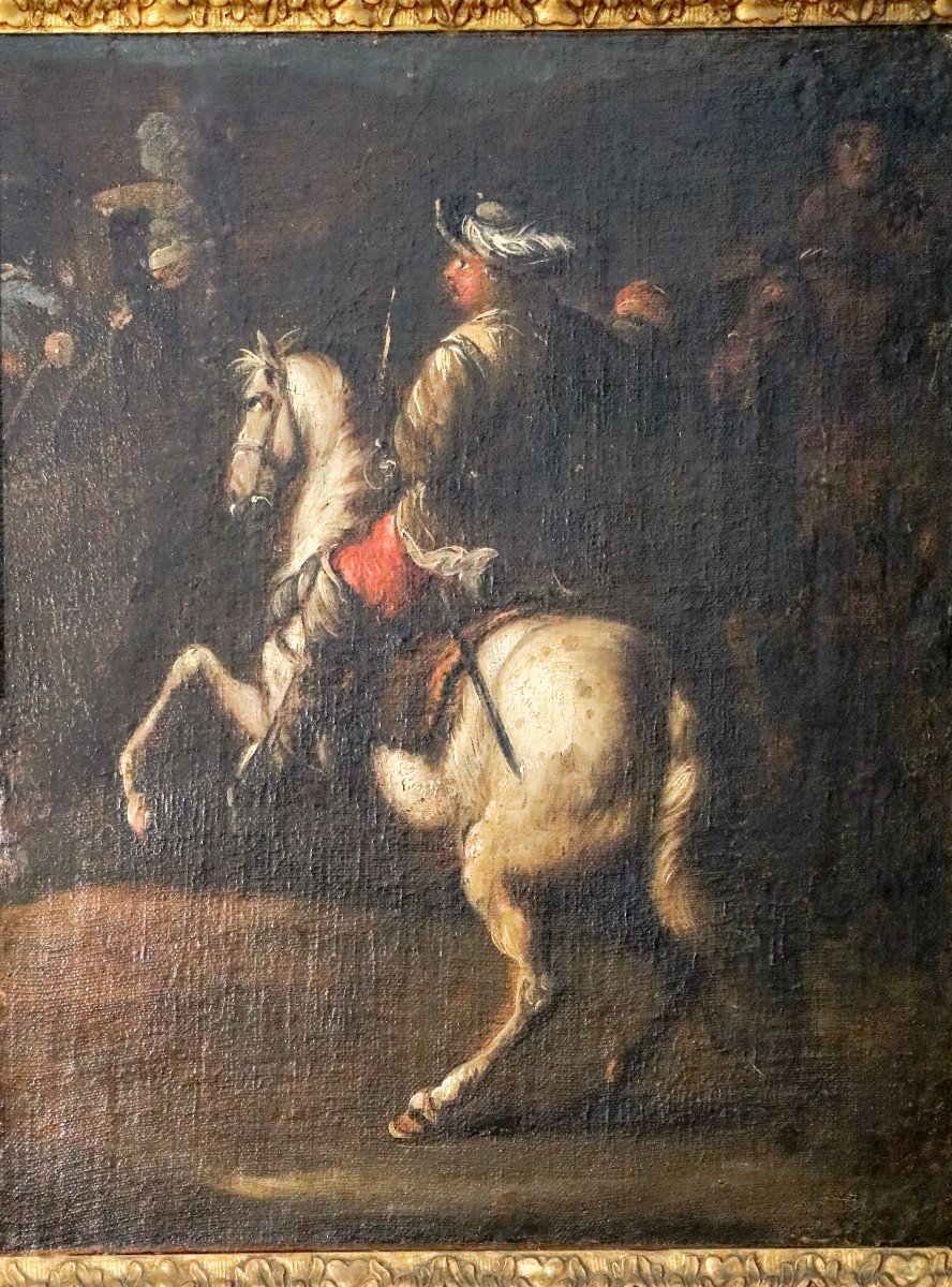 Oil On Canvas Representing A Rider-photo-2