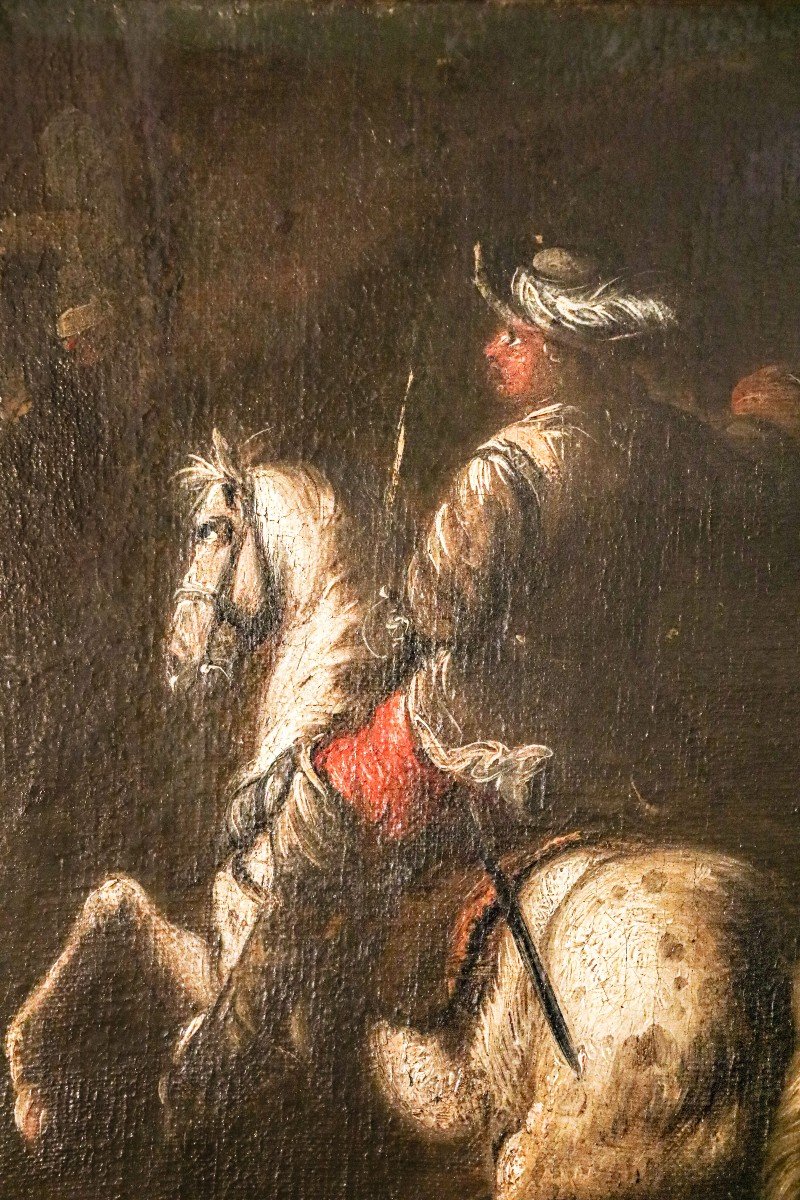Oil On Canvas Representing A Rider-photo-3