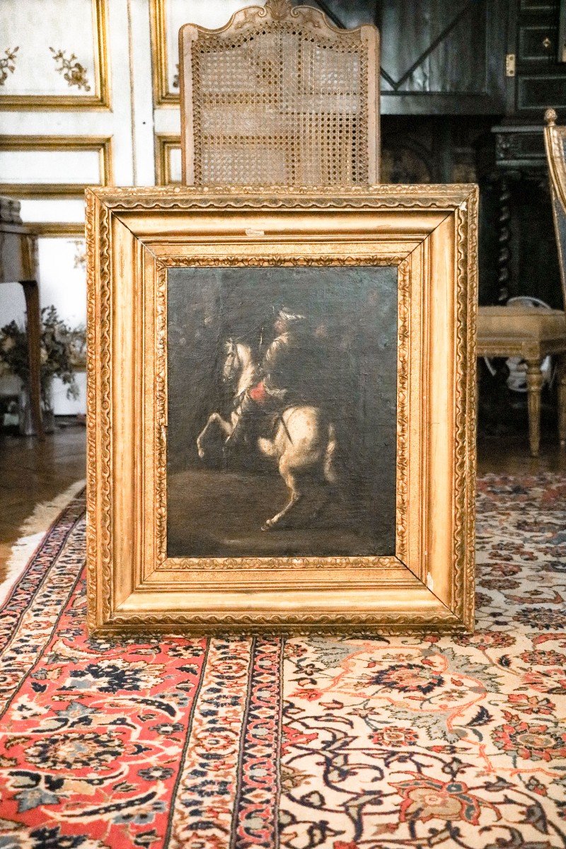 Oil On Canvas Representing A Rider