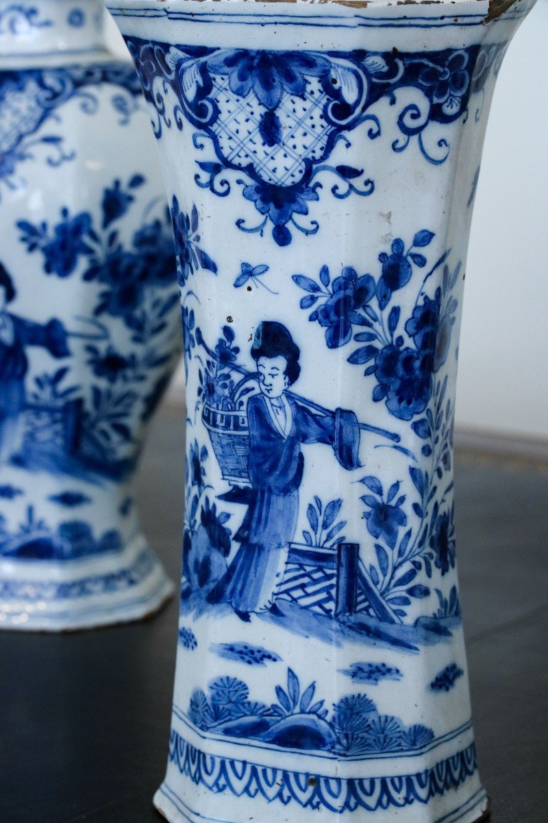 Ensemble De 4 Vases En Faïence De Delft-photo-3