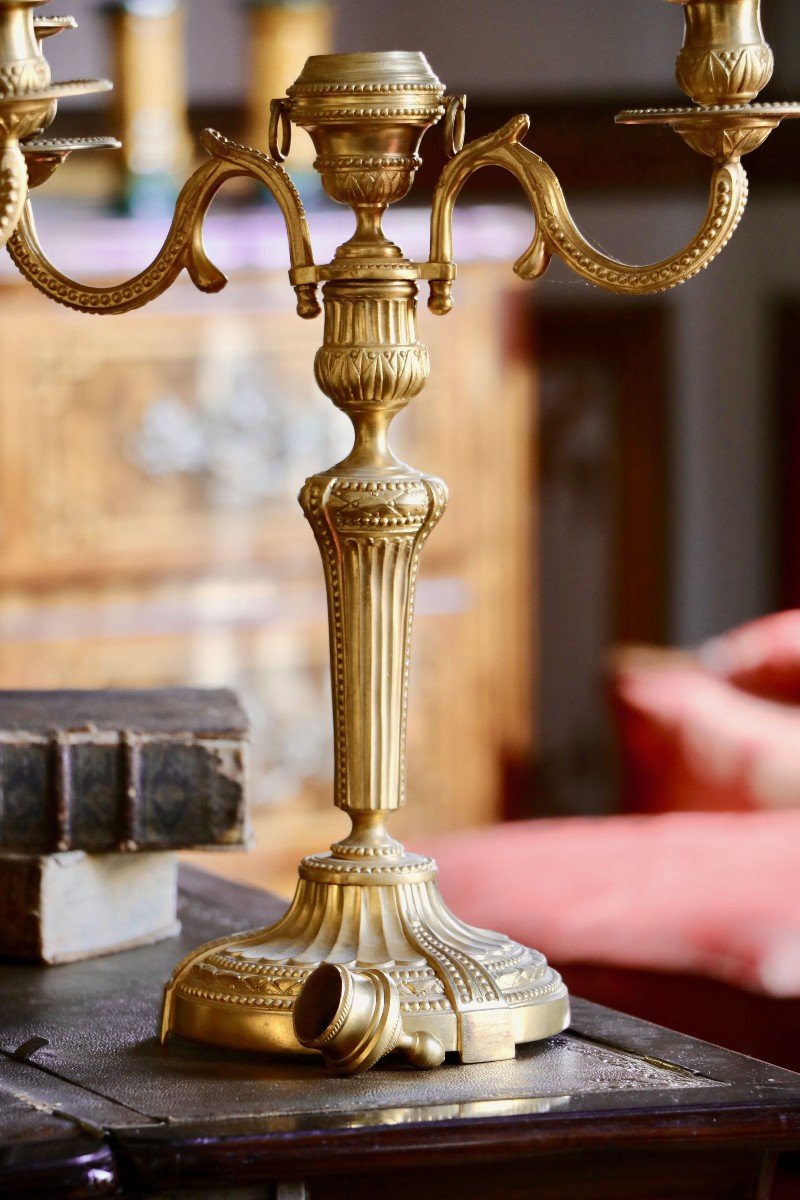 Pair Of Candelabra With Three Arms Of Lights-photo-3