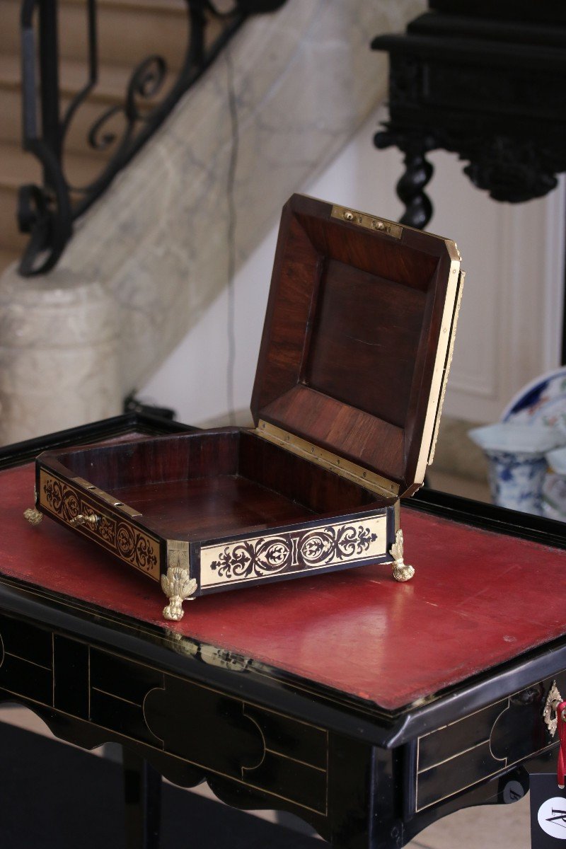 Coffret à Doucine En Marqueterie Boulle-photo-2