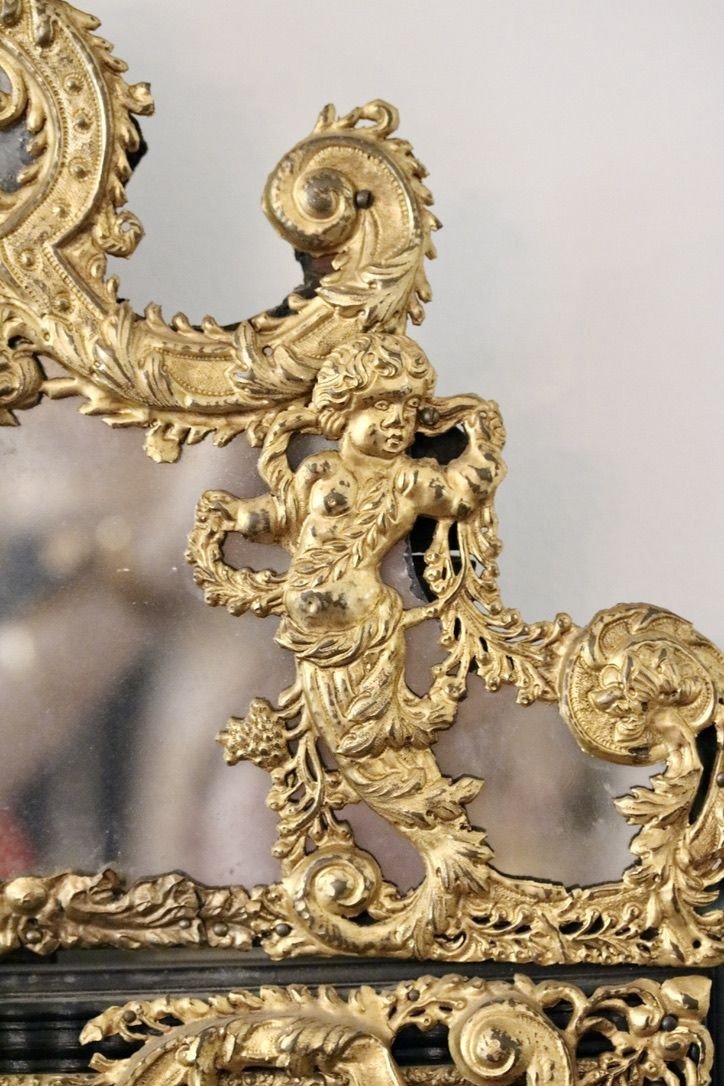 Repoussé Brass And Ebony Mirror-photo-3