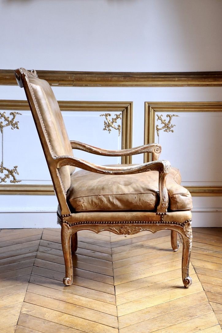 Pair Of Gilded And Carved Wooden Armchairs -photo-3